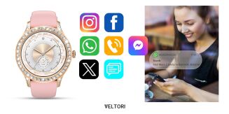 Smartwatch Damski VELTORI VT360-1 Różowy Pasek Silikonowy - 13
