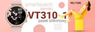 Smartwatch Damski VELTORI VT310-1 Złota Bransoleta + Różowy Pasek Silikonowy - 10