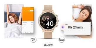 Smartwatch Damski VELTORI VT310-1 Złota Bransoleta + Różowy Pasek Silikonowy - 16