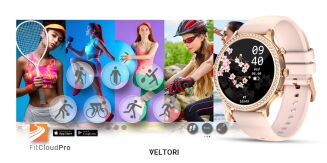 Smartwatch Damski VELTORI VT310-1 Złota Bransoleta + Różowy Pasek Silikonowy - 18
