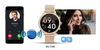 Smartwatch Damski VELTORI VT310-1 Złota Bransoleta + Różowy Pasek Silikonowy - 21