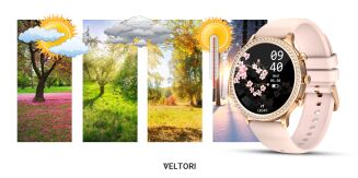 Smartwatch Damski VELTORI VT310-1 Złota Bransoleta + Różowy Pasek Silikonowy - 22