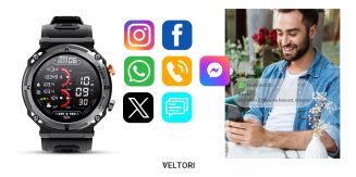 Smartwatch VELTORI VT130-1 Czarny Pasek Silikonowy - 17