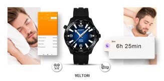 Smartwatch VELTORI VT150-1 Czarny Pasek Silikonowy + Czarna Bransoleta - 14