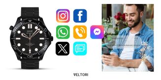 Smartwatch VELTORI VT150-1 Czarny Pasek Silikonowy + Czarna Bransoleta - 15