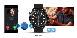 Smartwatch VELTORI VT150-1 Czarny Pasek Silikonowy + Czarna Bransoleta - 19