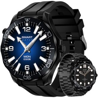 Smartwatch VELTORI VT150-1 Czarny Pasek Silikonowy + Czarna Bransoleta - 2