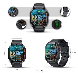 Smartwatch VELTORI VT200-1 Czarny Pasek Silikonowy - 9