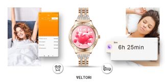 Smartwatch Damski VELTORI VT350-1 Bransoleta Różowe Złoto - 20