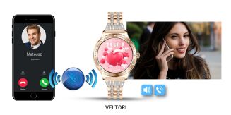 Smartwatch Damski VELTORI VT350-1 Bransoleta Różowe Złoto - 25