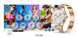 Smartwatch Damski VELTORI VT350-1 Bransoleta Różowe Złoto - 22