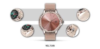 Smartwatch Damski VELTORI VT320-1 Złota Bransoleta + Różowy Pasek Silikonowy - 14