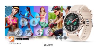 Smartwatch Damski VELTORI VT320-1 Złota Bransoleta + Różowy Pasek Silikonowy - 19