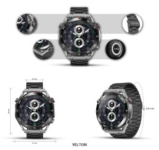 Smartwatch VELTORI VT100-1 + Czarny Pasek Silikonowy + Czarny Eko Skóra - 14