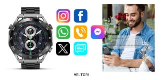 Smartwatch VELTORI VT100-1 + Czarny Pasek Silikonowy + Czarny Eko Skóra - 19