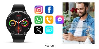 Smartwatch VELTORI VT160-1 Czarny Pasek Silikonowy - 13