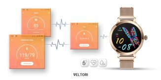 Smartwatch Damski VELTORI VT340-1 Złota Bransoleta + Różowy Pasek Silikonowy - 16