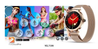 Smartwatch Damski VELTORI VT340-1 Złota Bransoleta + Różowy Pasek Silikonowy - 20