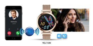 Smartwatch Damski VELTORI VT340-1 Złota Bransoleta + Różowy Pasek Silikonowy - 23