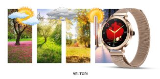 Smartwatch Damski VELTORI VT340-1 Złota Bransoleta + Różowy Pasek Silikonowy - 24